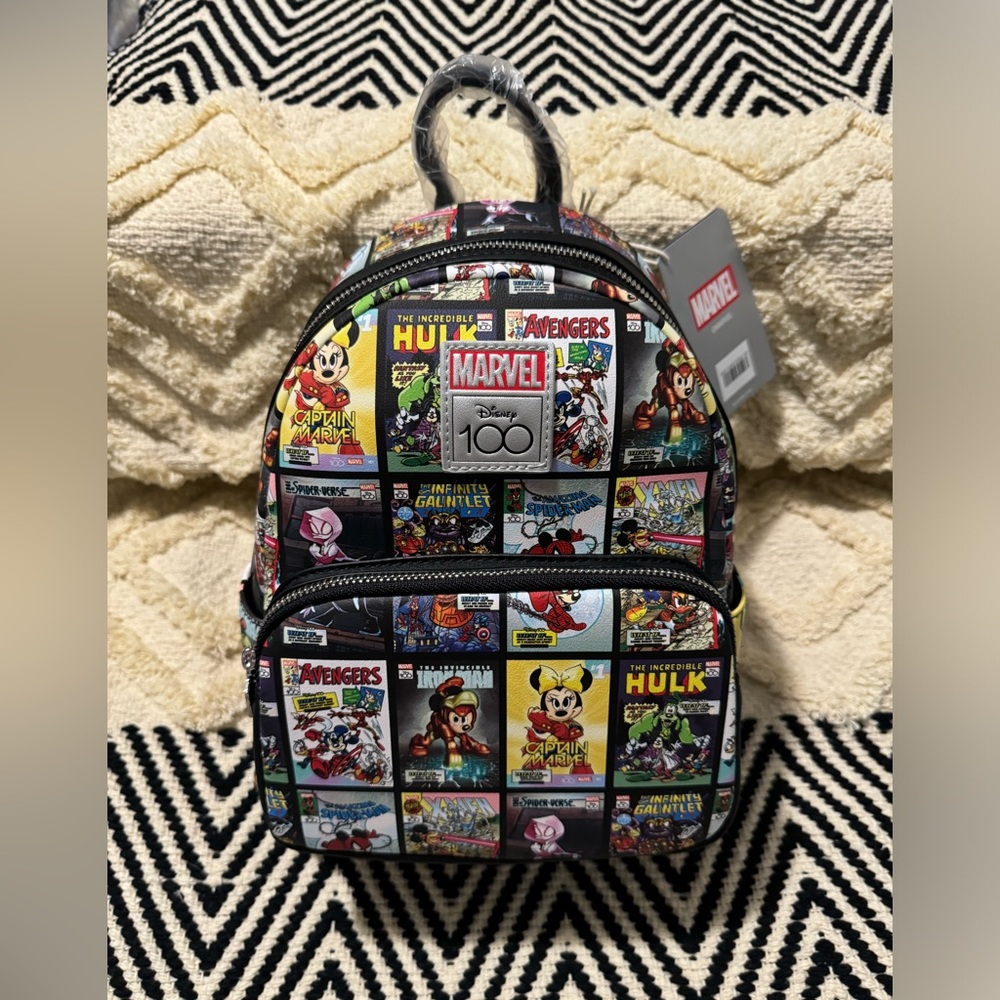 NWT Mickey and Gang/Marvel Loungefly Mini Backpack – Disney 100 Edition - Picture 1 of 5